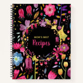 Boho Modern Waterverf Floral Custom Text Recipe Notitieboek (Voorkant)