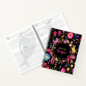 Boho Modern Waterverf Floral Custom Text Recipe Notitieboek (Binnen)