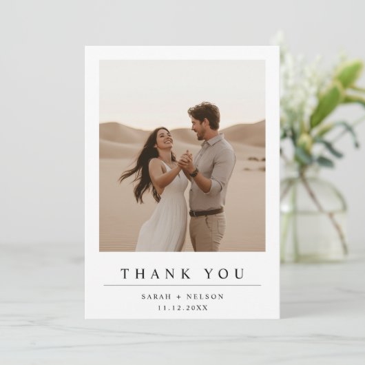 Boho Modern Wedding 2 foto Bedankkaart (Staand voorkant)