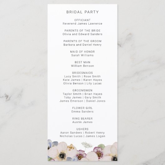 Boho Modern Wedding Programmakaart (Achterkant)