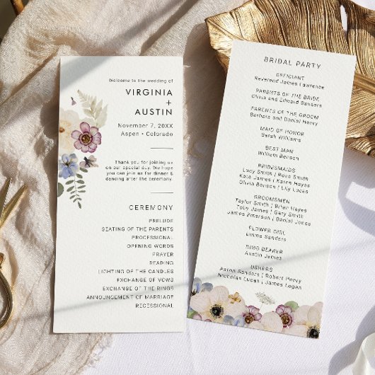 Boho Modern Wedding Programmakaart