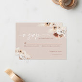 Boho Modern Wedding RSVP Kaart Notitiekaartje (Voorkant / Achterkant in situ)