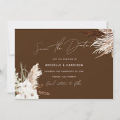 Boho Modern White Floral Wedding Save The Date (Voorkant)
