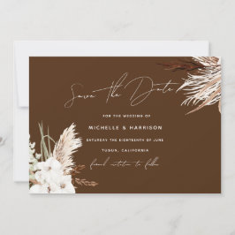 Boho Modern White Floral Wedding Save The Date
