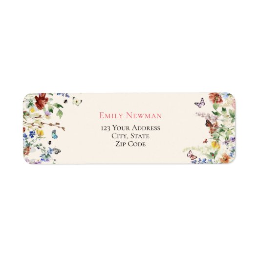 Boho Modern Wildflower Etiket (Voorkant)