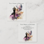 Boho Modern Yoga Meditation Paars, Oranje, Cream Vierkante Visitekaartje (Voorkant / Achterkant)