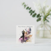 Boho Modern Yoga Meditation Paars, Oranje, Cream Vierkante Visitekaartje (Staand voorkant)