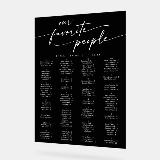 Boho Modern Zwart Acryl Trouwstoel Grafiek Acryl Bord (Hoek)