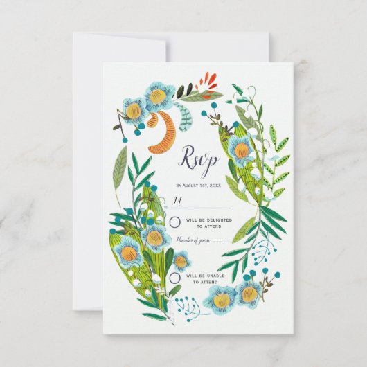 Boho Moderne Bloemenlelie van Vallei Bruiloft Kaart (Voorkant)