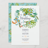 Boho Moderne Bloemenlelie van Vallei Bruiloft Kaart (Voorkant / Achterkant)