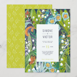 Boho Moderne Bloemenlelie van Vallei Bruiloft Kaart