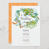 Boho Moderne Bloemenlelie van Vallei Bruiloft Kaart (Voorkant / Achterkant)