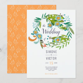Boho Moderne Bloemenlelie van Vallei Bruiloft Kaart