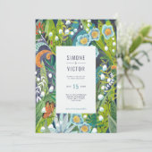 Boho Moderne Bloemenlelie van Vallei Bruiloft Kaart (Staand voorkant)