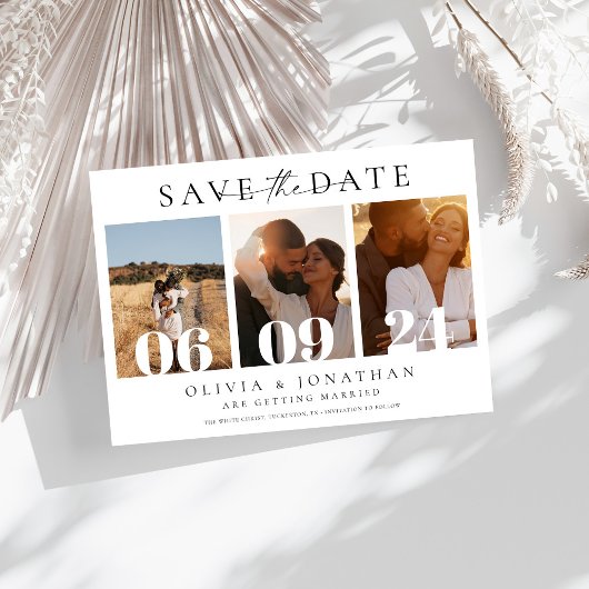 Boho moderne bruiloft minimale foto save the date