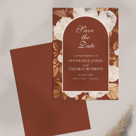 Boho Moderne Donkere Terracotta Save the Date Kaar