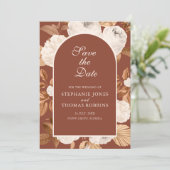 Boho Moderne Donkere Terracotta Save the Date Kaar (Staand voorkant)
