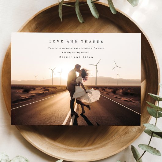 Boho Moderne Elegante Trouwfoto Dank u kaart