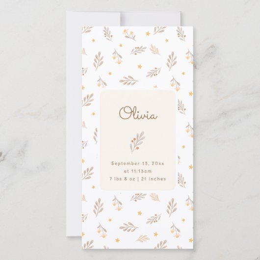 Boho Moderne Foto Baby Geboorte Aankondiging (Voorkant)