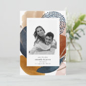 Boho Moderne Geometrische Blush Roze Terracotta Fo Save The Date (Staand voorkant)