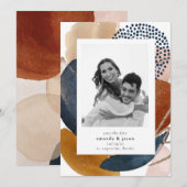 Boho Moderne Geometrische Blush Roze Terracotta Fo Save The Date (Voorkant / Achterkant)