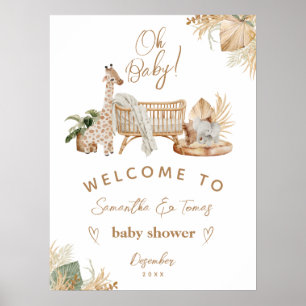 Boho moderne geslachtsneutrale babyshower poster
