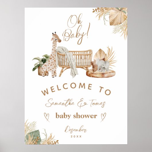 Boho moderne geslachtsneutrale babyshower poster (Voorkant)