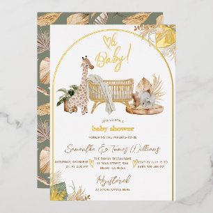 Boho Moderne Hart Geslachtsneutrale Baby Shower Folie Uitnodiging