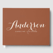 Boho moderne kalligrafie terracotta bruiloft gastenboek (Voorkant)