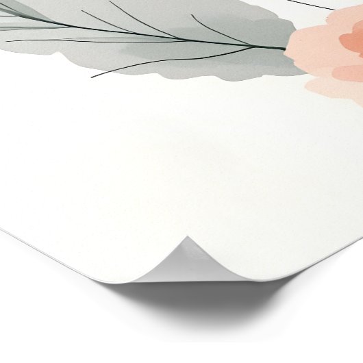 Boho Moderne Kunst. Zachte Blush Bloemen Schets Poster (Hoek)