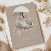 Boho Moderne Minimale Foto Boog Afstudeeraankondig Kaart