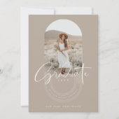 Boho Moderne Minimale Foto Boog Afstudeeraankondig Kaart (Voorkant)