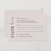 Boho moderne minimalistische bruiloft RSVP kaartje (Voorkant / Achterkant)