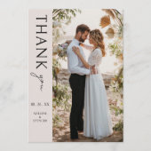 Boho moderne minimalistische foto bruiloft bedankkaart (Voorkant)
