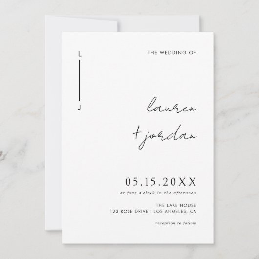 Boho moderne minimalistische foto bruiloft kaart (Voorkant)