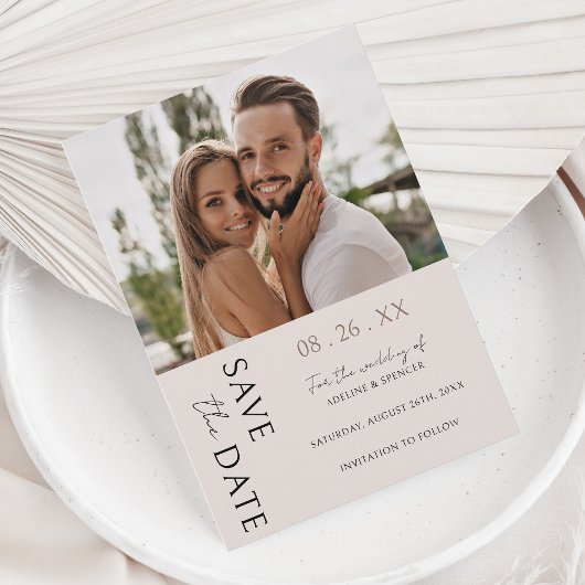 Boho moderne minimalistische foto bruiloft save the date