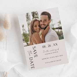 Boho moderne minimalistische foto bruiloft save the date