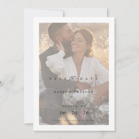 Boho Moderne minimalistische foto Save the Date (Voorkant)