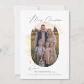 Boho Moderne Minimalistische Gouden Splash Foto Ke Feestdagenkaart (Voorkant)