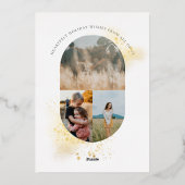 Boho Moderne Minimalistische Gouden Splash Foto Ke Folie Feestdagenkaart (Achterkant)