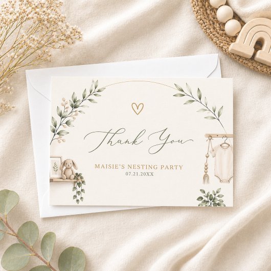 Boho Moderne Nesting Party Bedankkaart