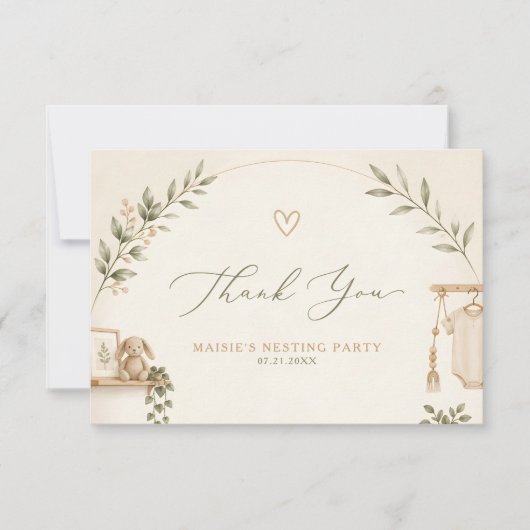 Boho Moderne Nesting Party Bedankkaart (Voorkant)