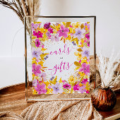 Boho moderne paarse bloemenkaarten geschenken brui poster