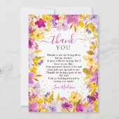 Boho moderne paarse lavendel bloemige bruidsdouche bedankkaart (Voorkant)