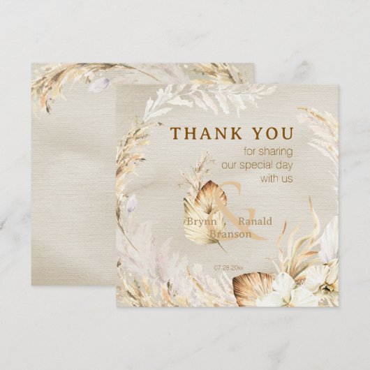 Boho moderne palmbloem bedankkaart (Voorkant / Achterkant)