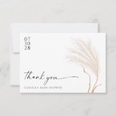 Boho Moderne Pampas Gras Baby Shower Bedankkaart (Voorkant)