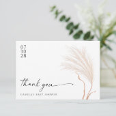 Boho Moderne Pampas Gras Baby Shower Bedankkaart (Staand voorkant)