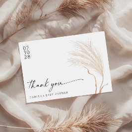 Boho Moderne Pampas Gras Baby Shower Bedankkaart