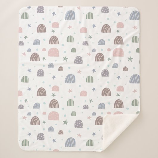 boho moderne pastelregenboogsterren sherpa deken (Voorkant)