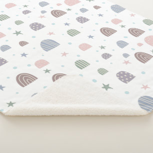 boho moderne pastelregenboogsterren sherpa deken